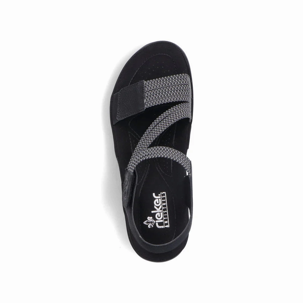 64870-00 Velcro Z-Strap Black Toe Post Sleek Casual Flats