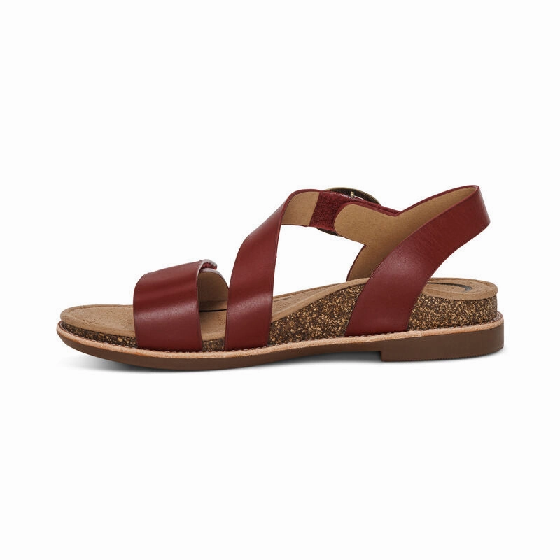 Women's Tamara Asymmetrical Quarter Strap Red Open Finish Summer Flip-flops