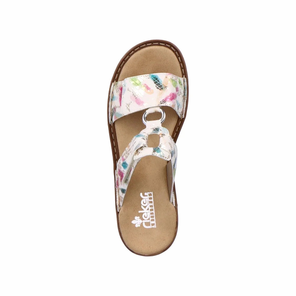 Fashion Travel Shoes pool 608P9-92 Velcro Slide Off-White Multi