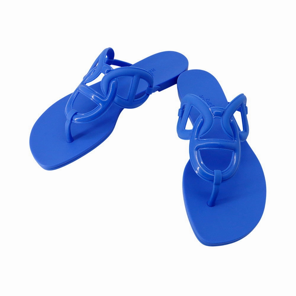 Lightweight Outdoor Footwear HERMES Egeri Chaine d'Ancre Sandals Blue Rubber Size 37