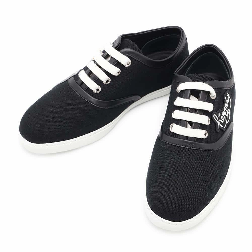 HERMES Innocent Sneakers Black Canvas Size 36.5 Durable Design