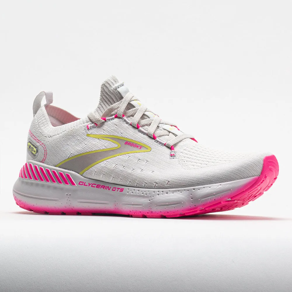 Brooks Glycerin StealthFit GTS 20 Women's  Grey/Yellow/Pink gradient running gear running in a golf course area shoes
