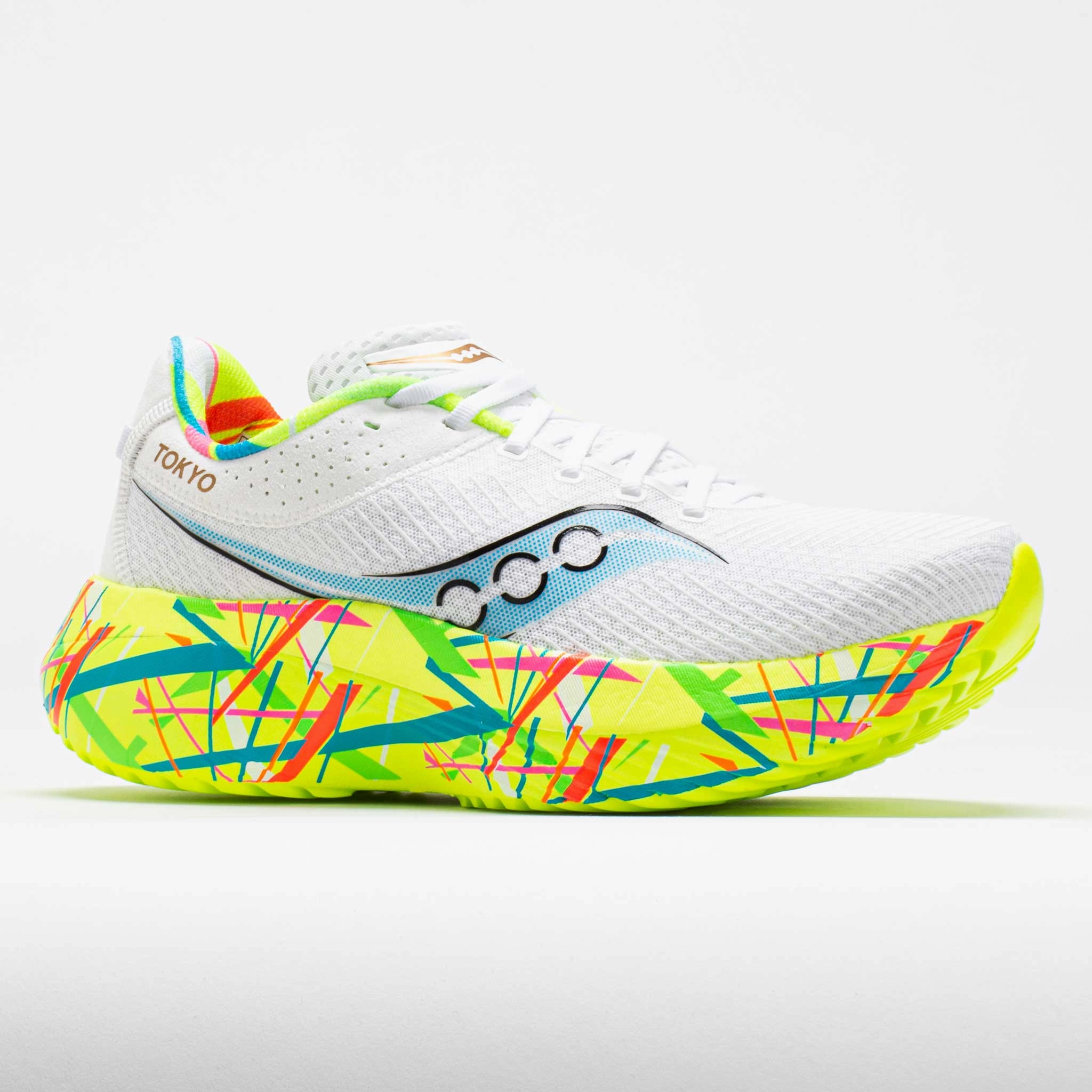 running in a marina area shoes Saucony Kinvara Pro Women's  White/Citron