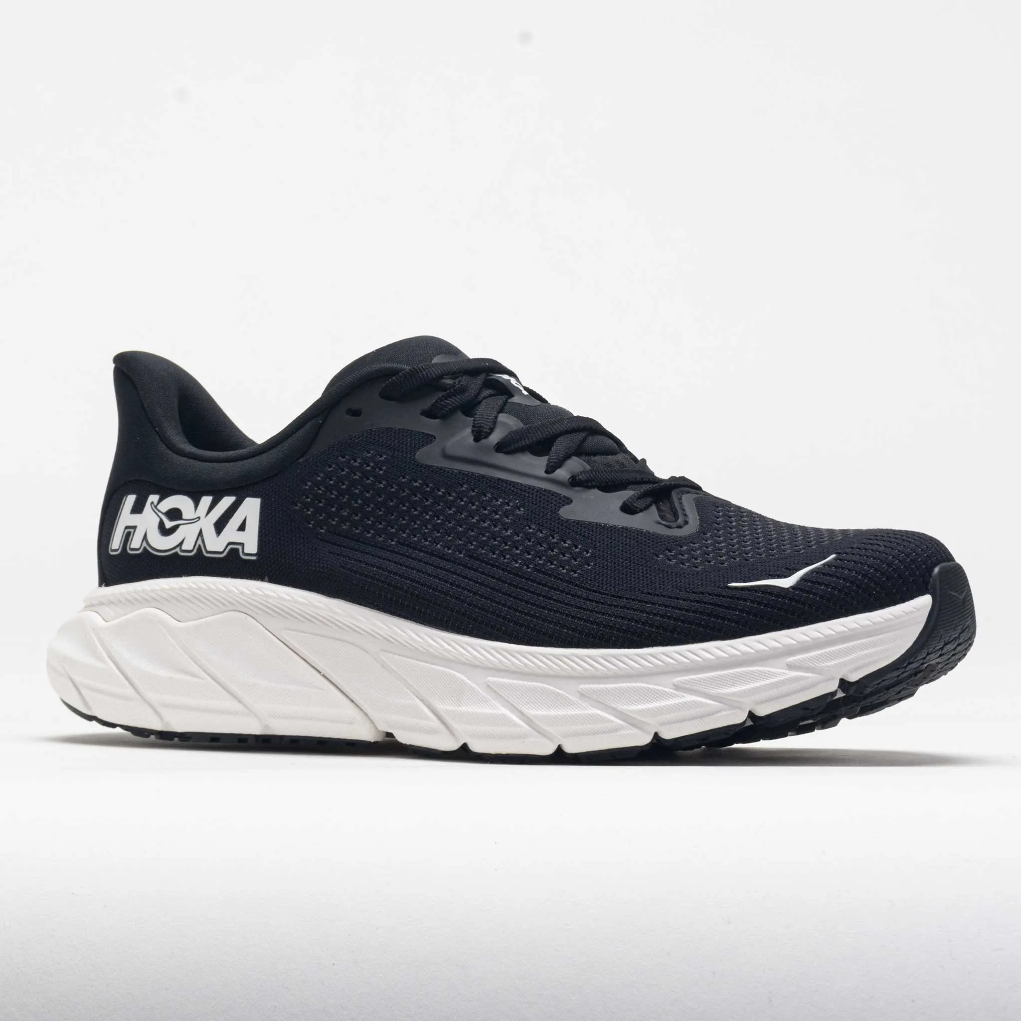 HOKA Arahi 7 Women's  Black/White elastic - lacing running shoes running in a cantilever bridge area shoes