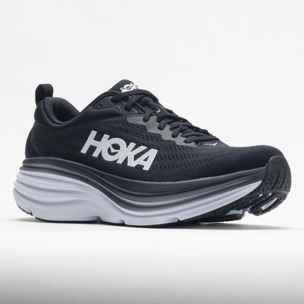 HOKA Bondi 8 Men's  Black/White disabled - athlete running in a jungle area shoes