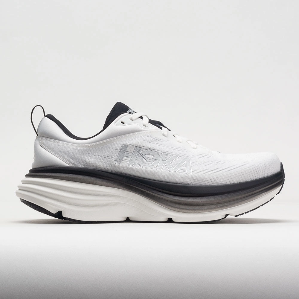 HOKA Bondi 8 Men's  White/Black running on grass