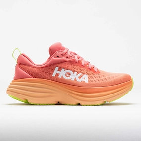 Traction running in wet conditions shoes HOKA Bondi 8 Women's  Coral/Papaya