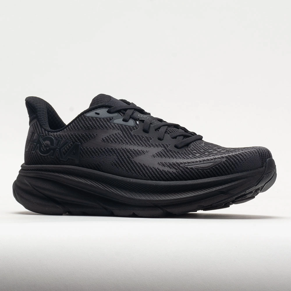 HOKA Clifton 9 Men's  Black/Black zipper closure shoes