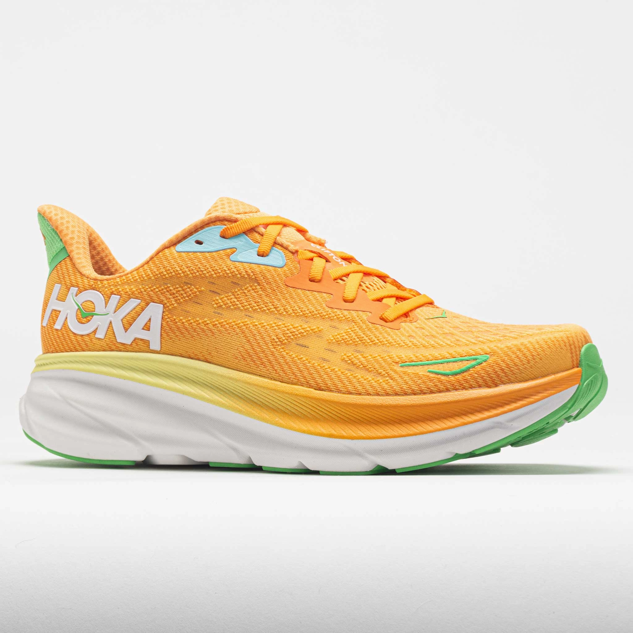 HOKA Clifton 9 Men's  Solar Flare/Sherbet running in single - lane tracks shoes anti - microbial