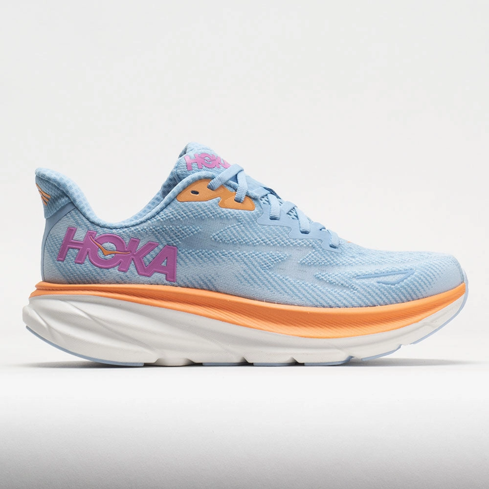 HOKA Clifton 9 Women's  Airy Blue/Ice Water foot strength running in a composite bridge area shoes