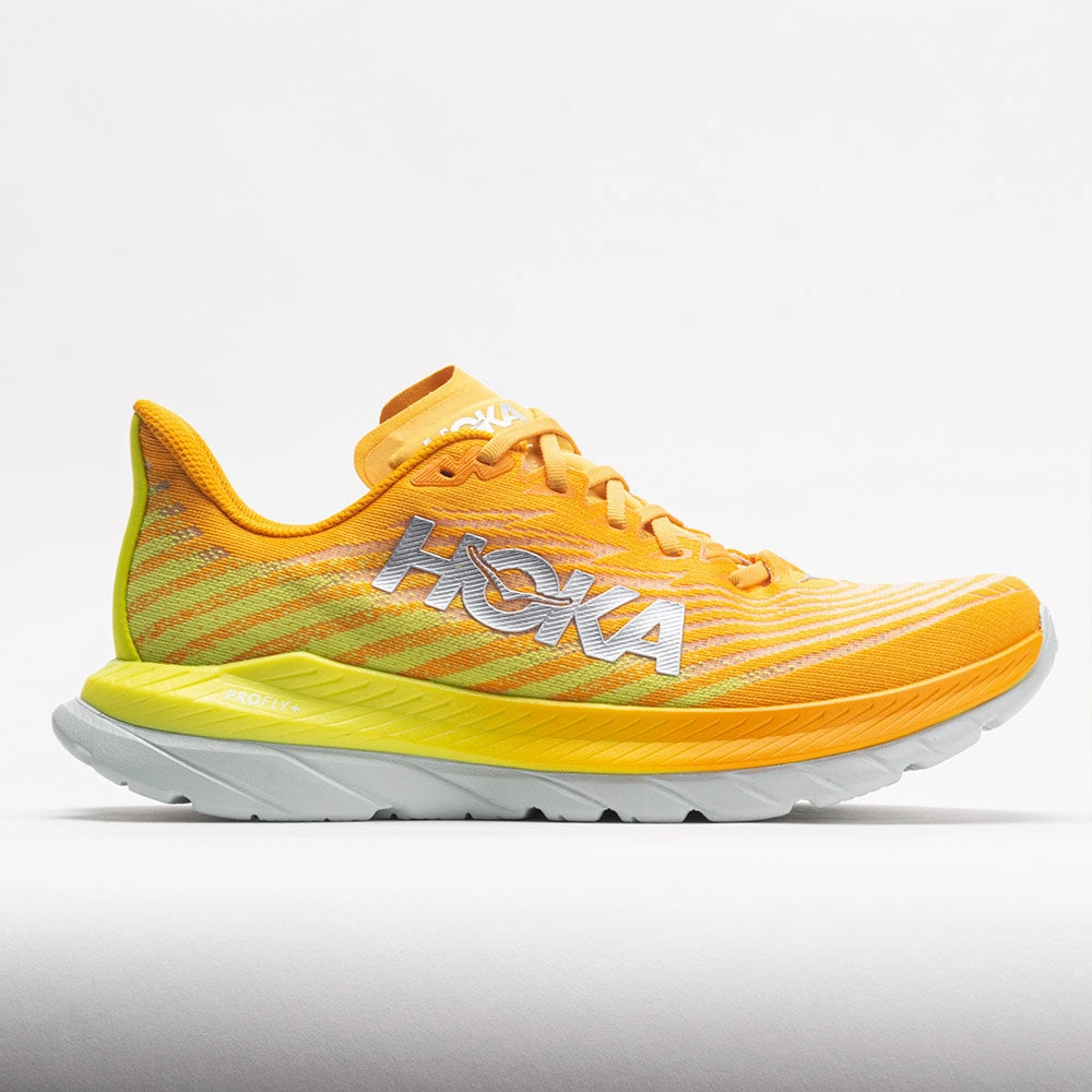 HOKA Mach 5 Men's  Radiant Yellow/Evening Primrose webbing - strap shoes easy - to - clean shoe feature