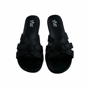 Honey-02W Black Sleek Flats