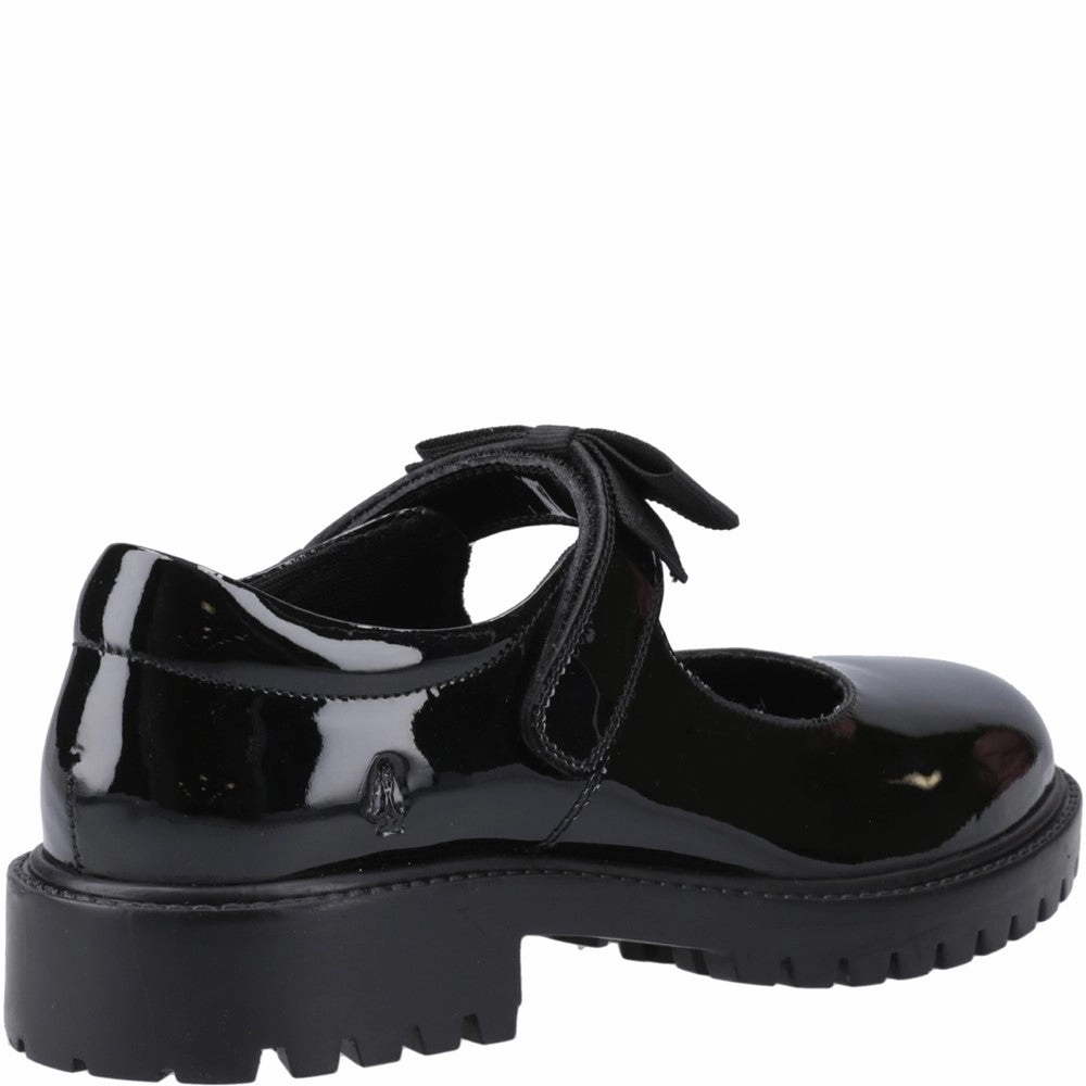Hush Puppies Astrid Bow Patent Senior School Shoes Day Tripper Rock Jog