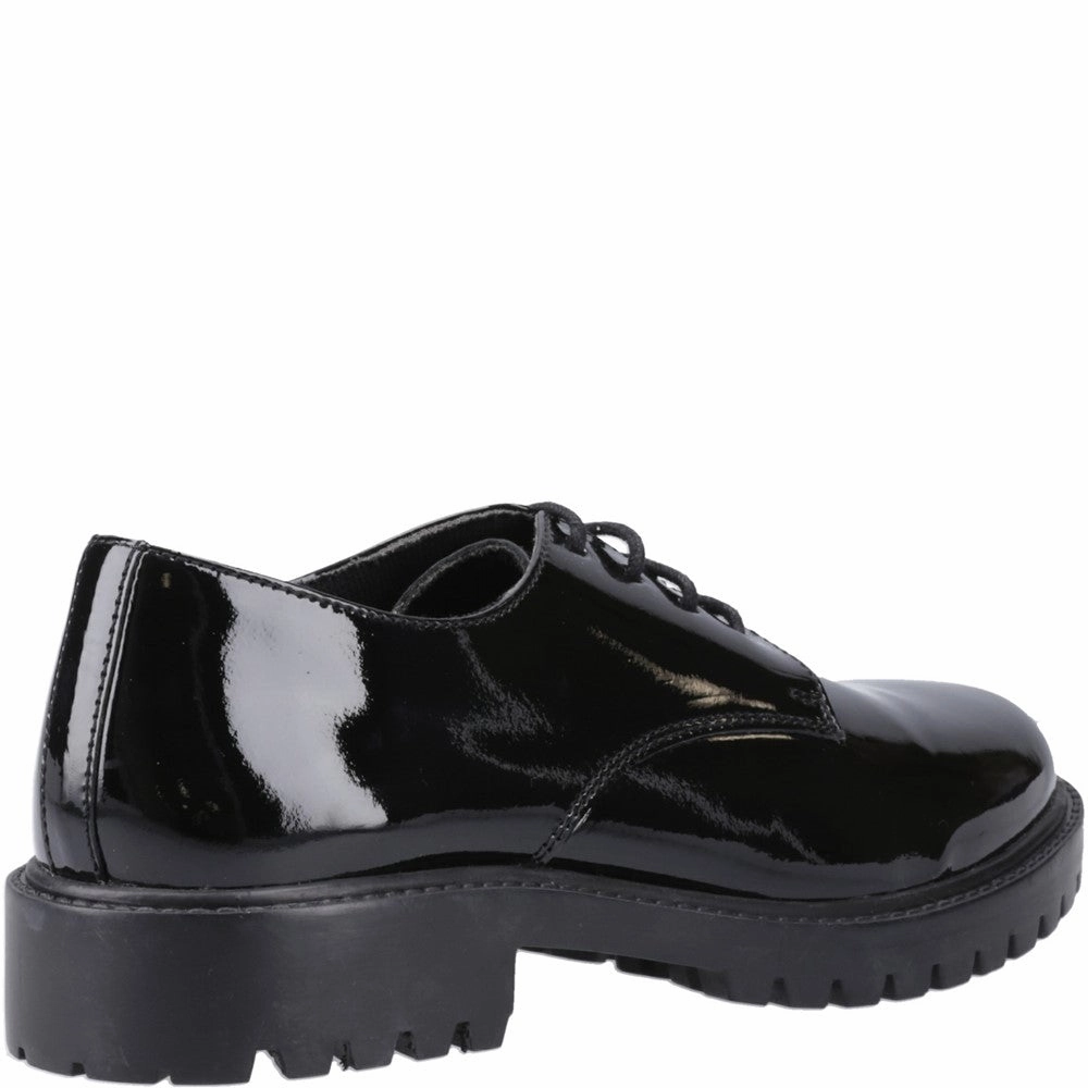 Hush Puppies Aubrey Lace Up Patent Junior School Shoes Breath Fresh