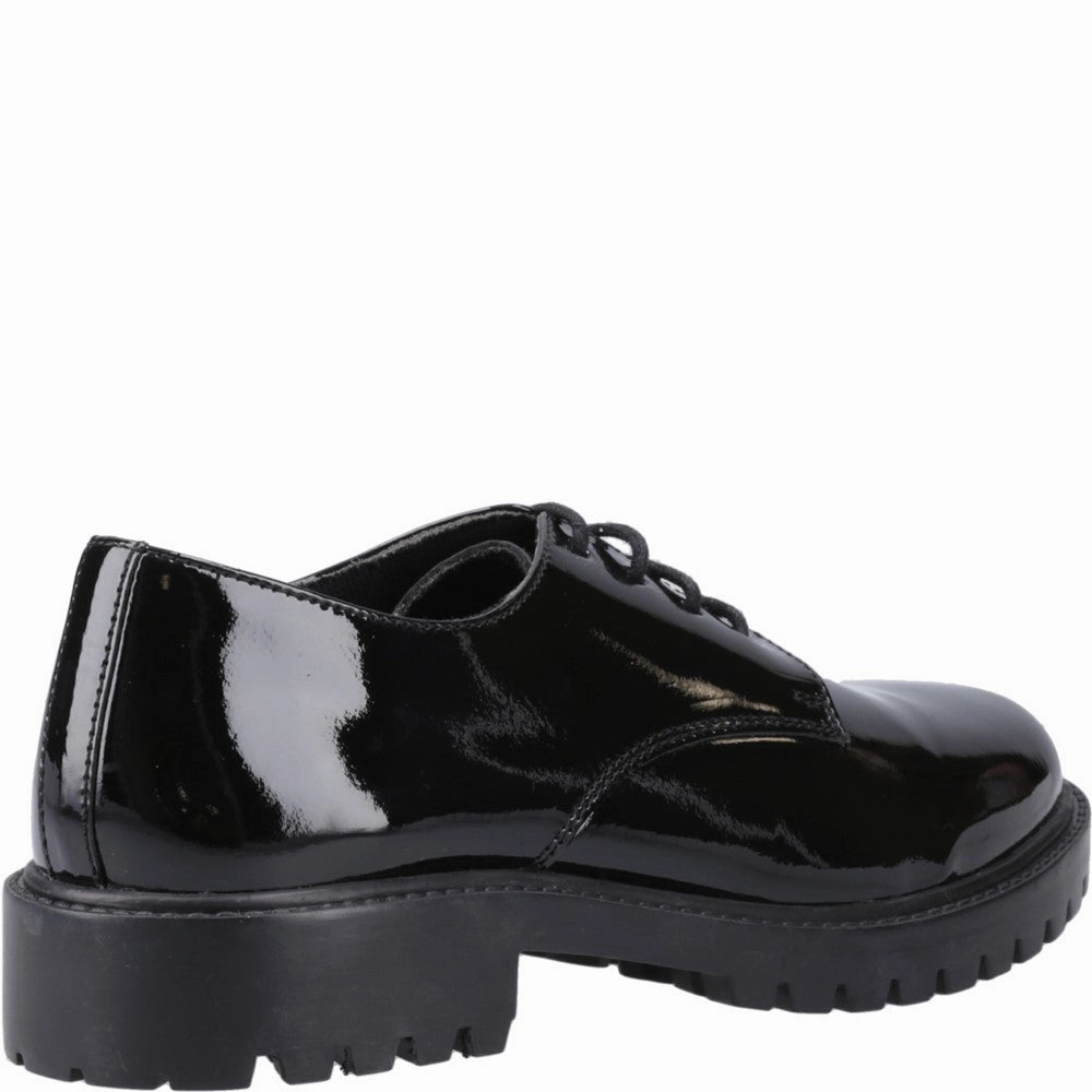 Dodge Step Hush Puppies Aubrey Lace Up Patent Senior School Shoes