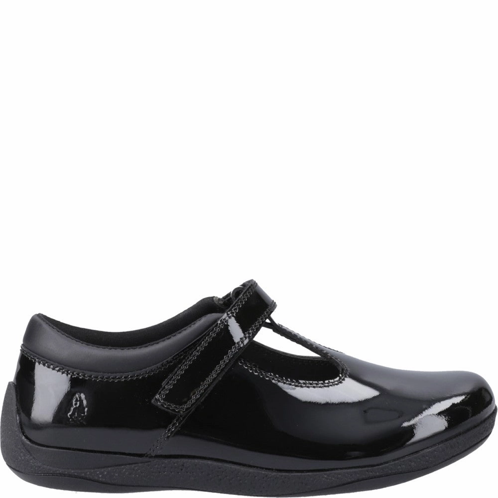 Hush Puppies Caitlin T-Bar Patent Junior School Shoes Trail Jog