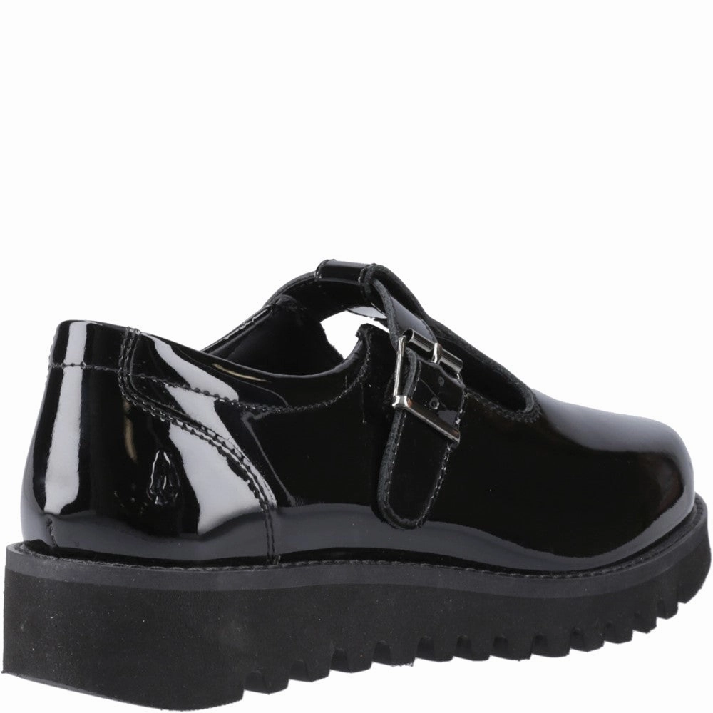 Hush Puppies Florrie T-Bar Patent XL Senior School Shoes Cruise Ready