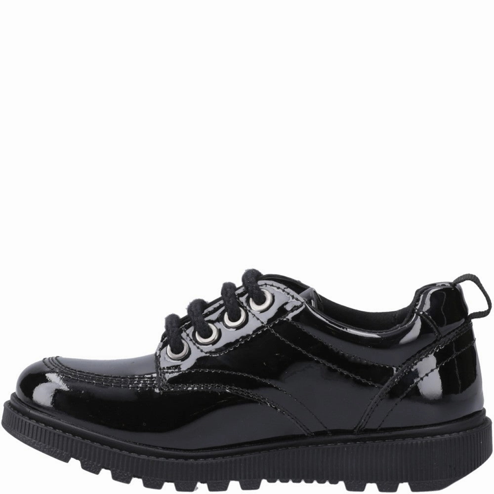 Cushioned Step Everyday Edge Hush Puppies Keeley Lace Up Patent Junior School Shoes