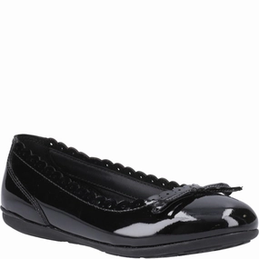 Slip Off Hush Puppies Lillie Ballerina Patent Senior School Shoes