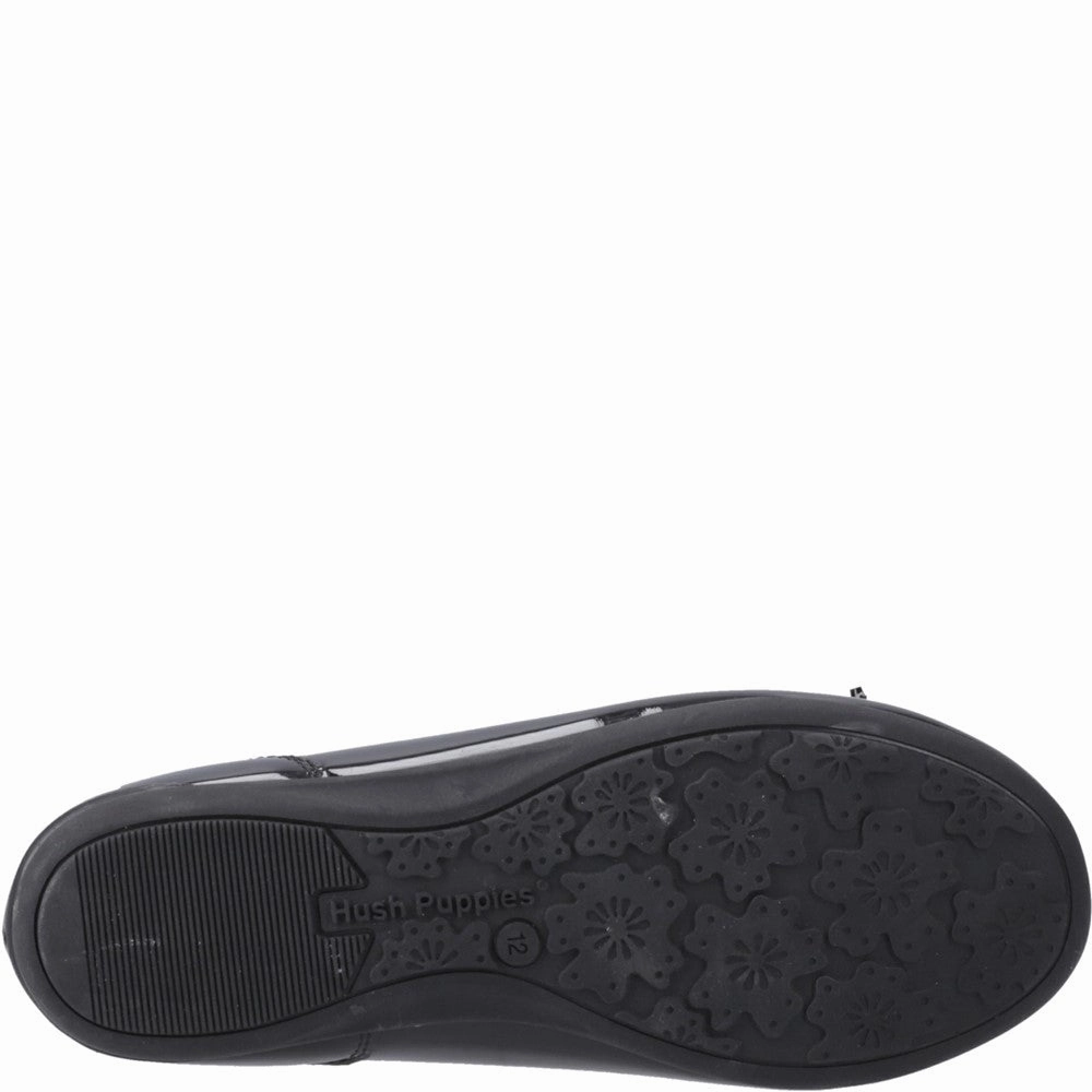 Hush Puppies Lillie Ballerina Patent Senior School Shoes Cloud Step Breathable Canvas