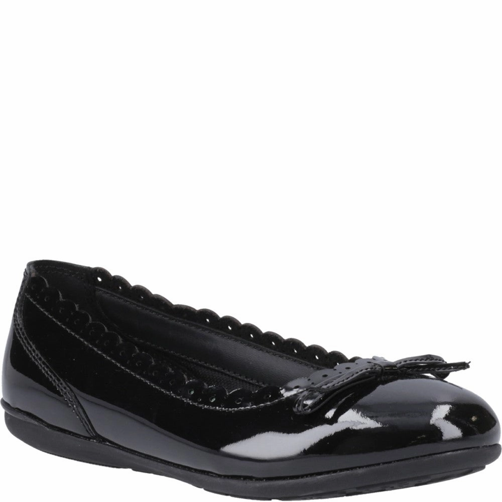 Slip Off Hush Puppies Lillie Ballerina Patent Senior School Shoes