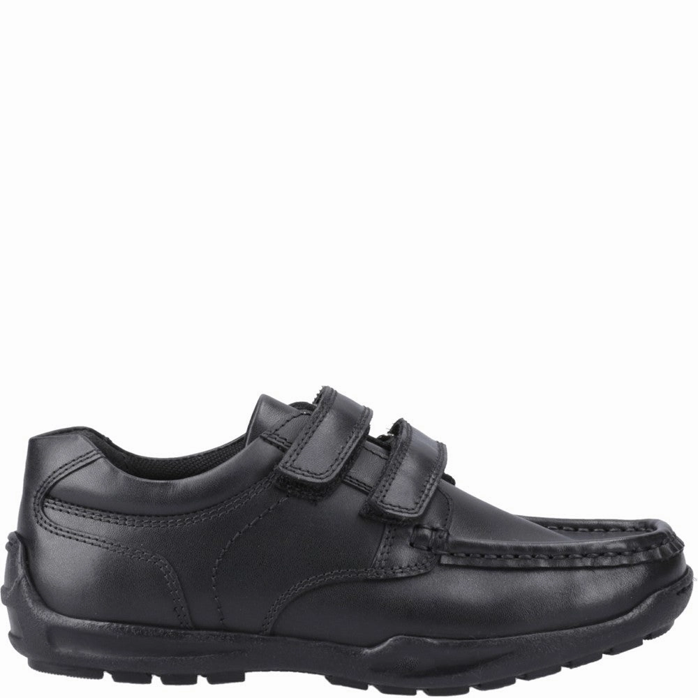 Hush Puppies Maddox Touch Fastening Junior School Shoes Easy Travel Street Pic