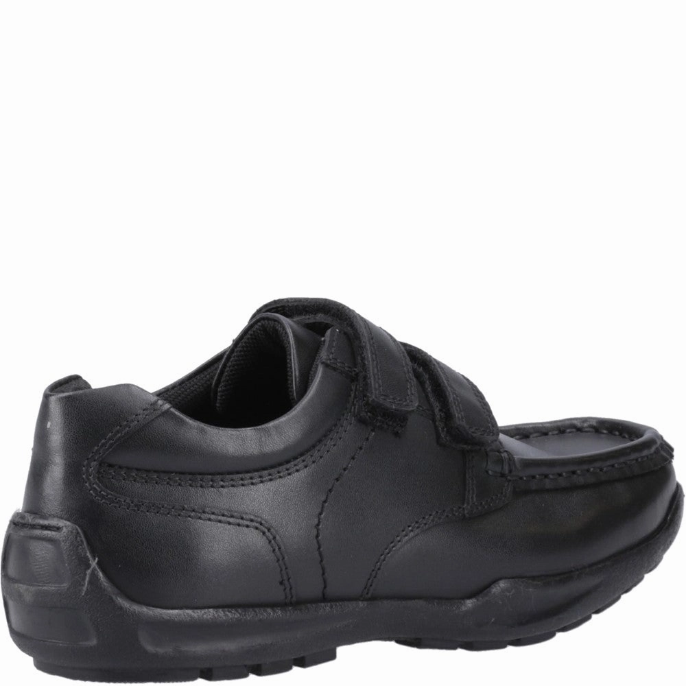 Hush Puppies Maddox Touch Fastening Junior School Shoes Long Step Skill Hike