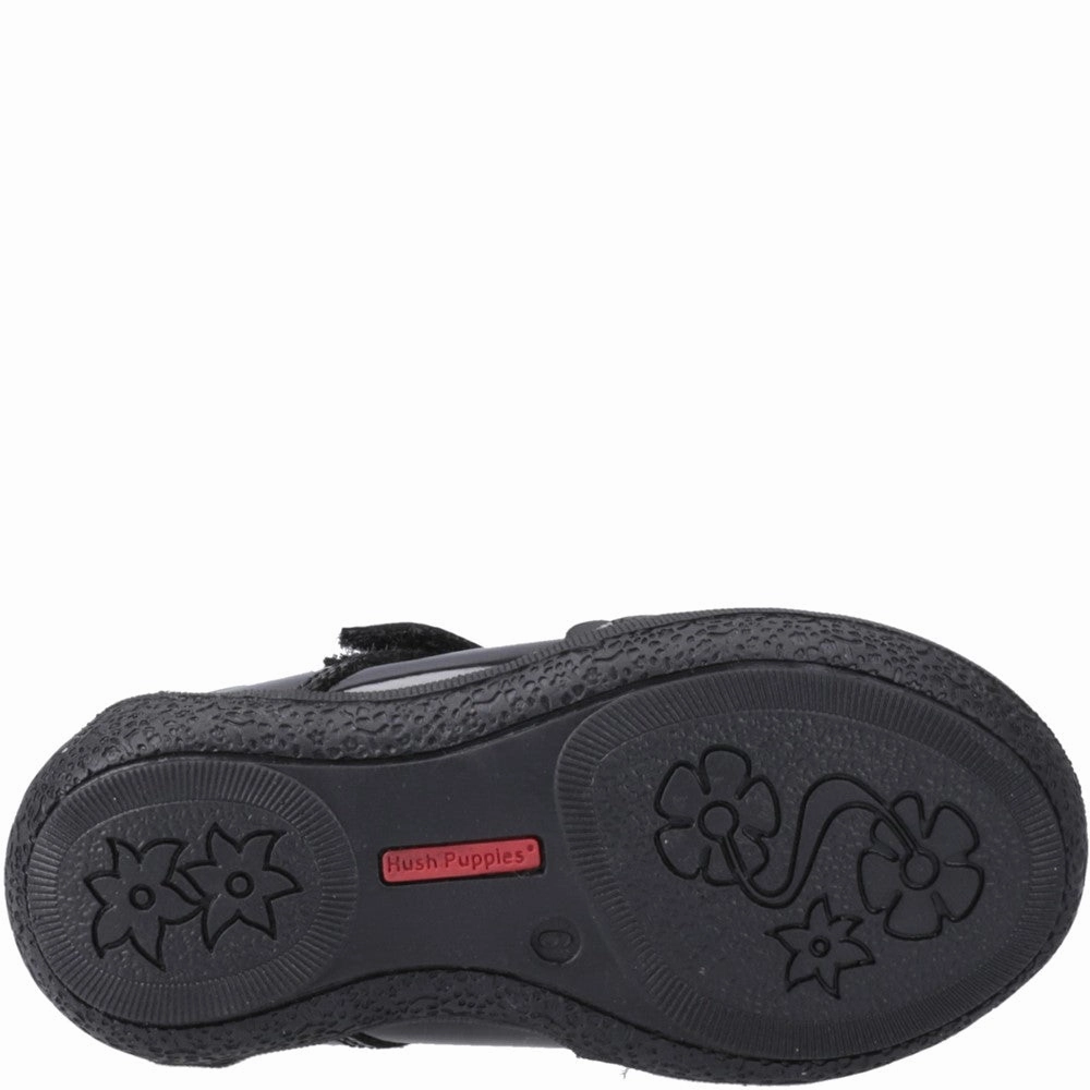 Hush Puppies Rae T-Bar Patent Infant School Shoes Step Support Fog Hike