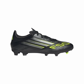 Ankle Lock adidas F50 League FG Firm Ground Cleats - Core Black/Carbon/Lucid Lemon
