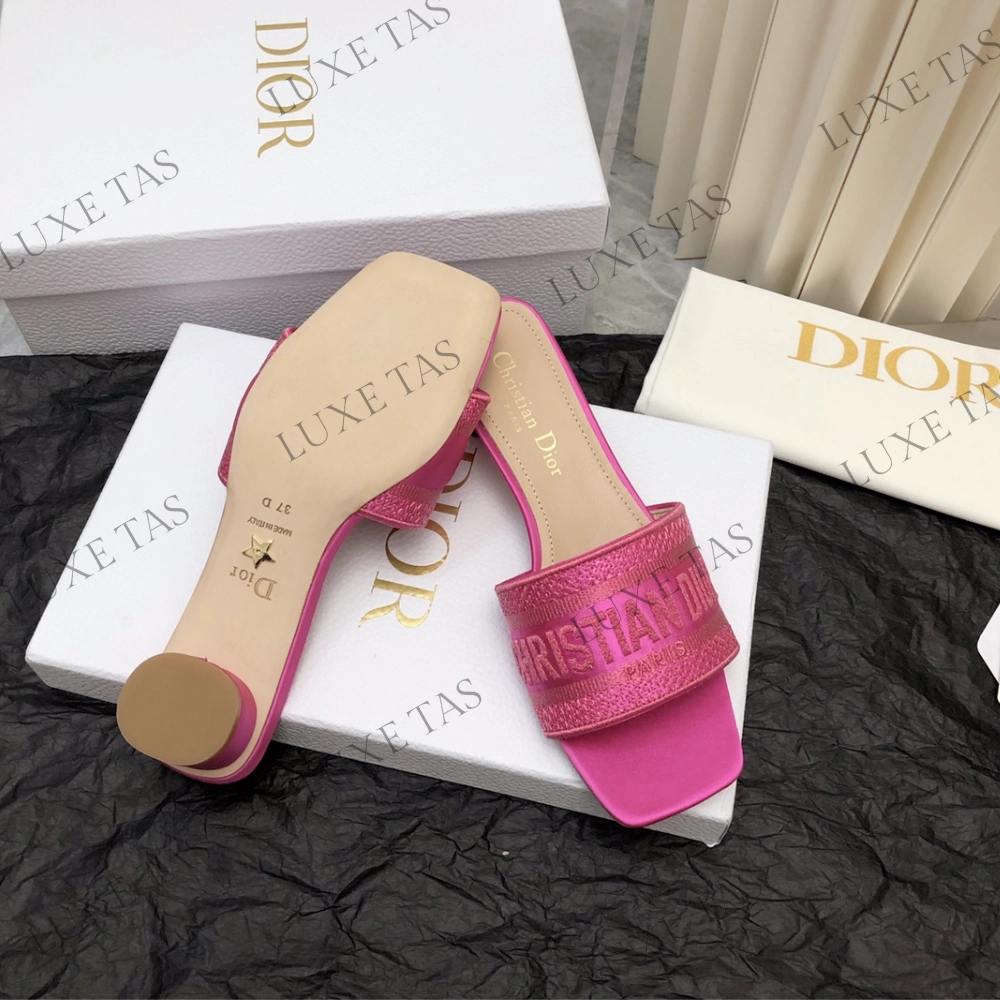 Rani Pink Embroidered Dway Heeled Slide - Designer Slides & Sandals for Women Walking support Party Ready