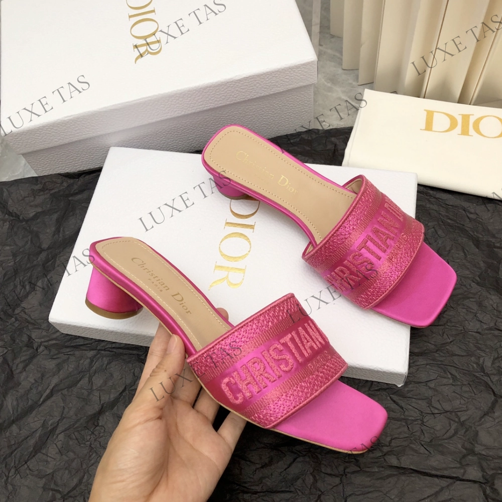 Rani Pink Embroidered Dway Heeled Slide - Designer Slides & Sandals for Women Lite Mode