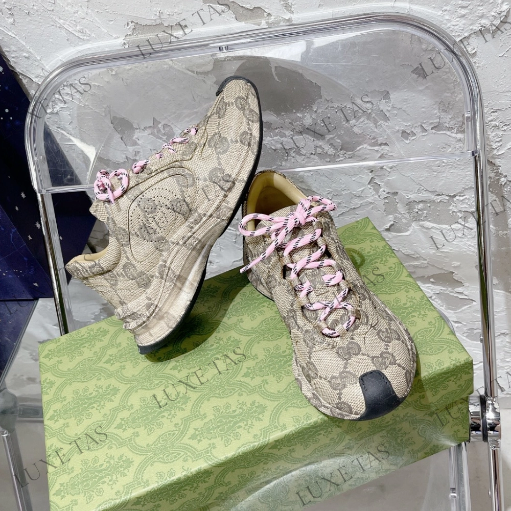 All Seasons Beige & Ebony GG Run Sneaker - Designer Sneakers for Women