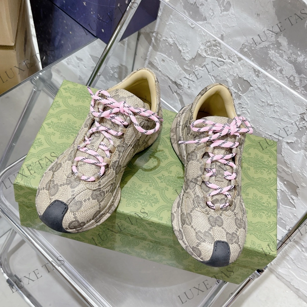 Beige & Ebony GG Run Sneaker - Designer Sneakers for Women Classic Silhouette