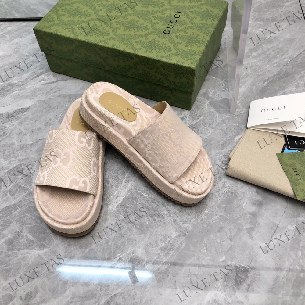 Cushioned Comfort Jumbo GG Platform Slide Sandal Designer Slides & Sandals for Women