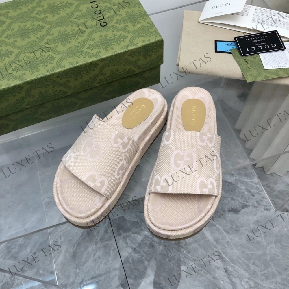 Jumbo GG Platform Slide Sandal Designer Slides & Sandals for Women Breath Panel