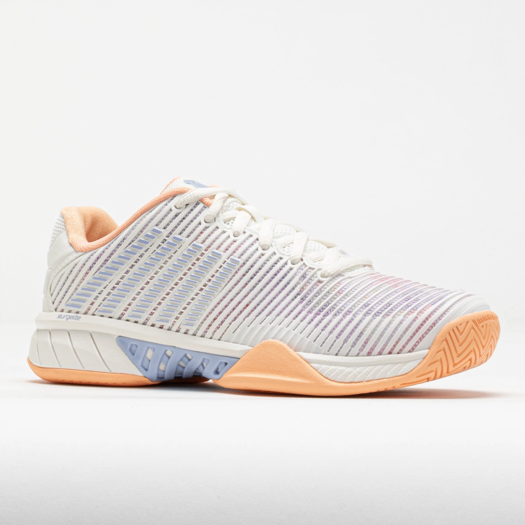 synthetic leather shoe feature K-Swiss Hypercourt Express 2 Women's  Star White/Peach Fuzz/Heather