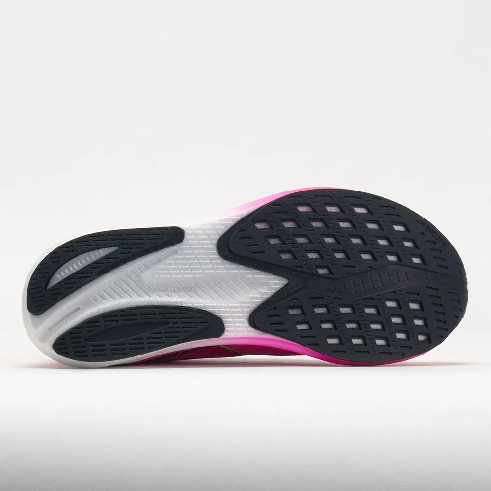 Brooks Hyperion GTS Women's  Pink Glo/Green/Black running with a backpack