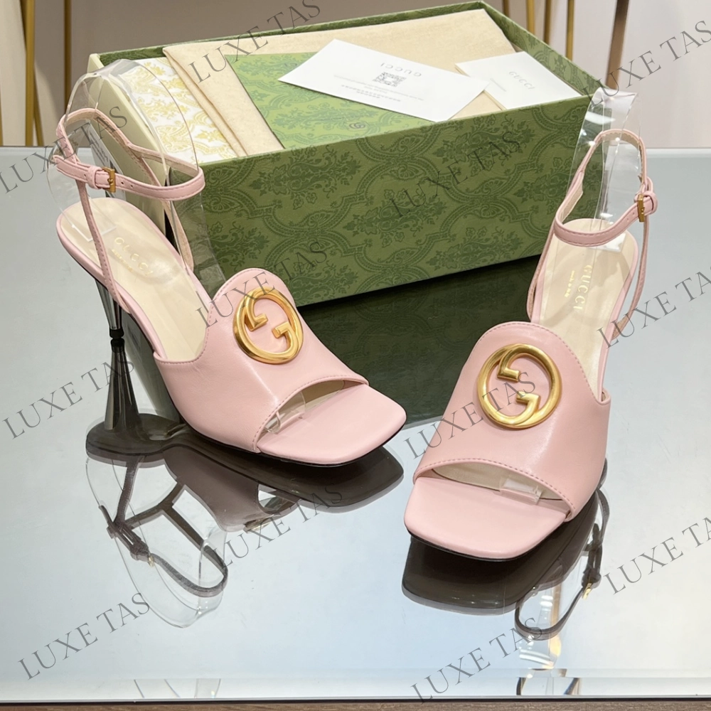 mesh material Light Straps Light Pink Blondie Heeled Sandal Designer Slides & Sandals for Women