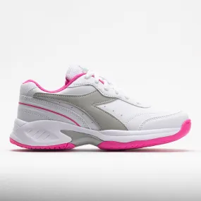 smooth - surface ready Diadora Challenge 4 SL Junior  White/Silver/Rodamine Red