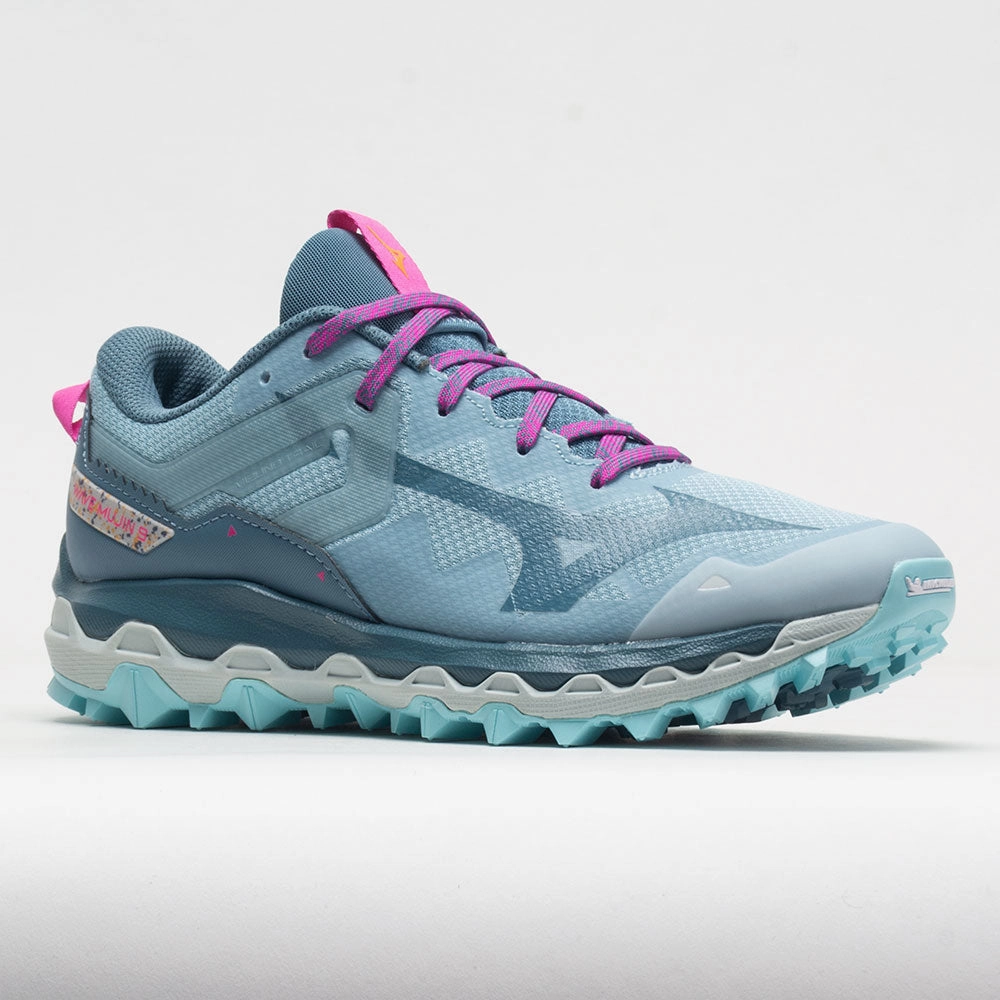 Mizuno Wave Mujin 9  Women's  Forget Me Not/Nimbus Cloud Bold Patterns thigh - high running gear