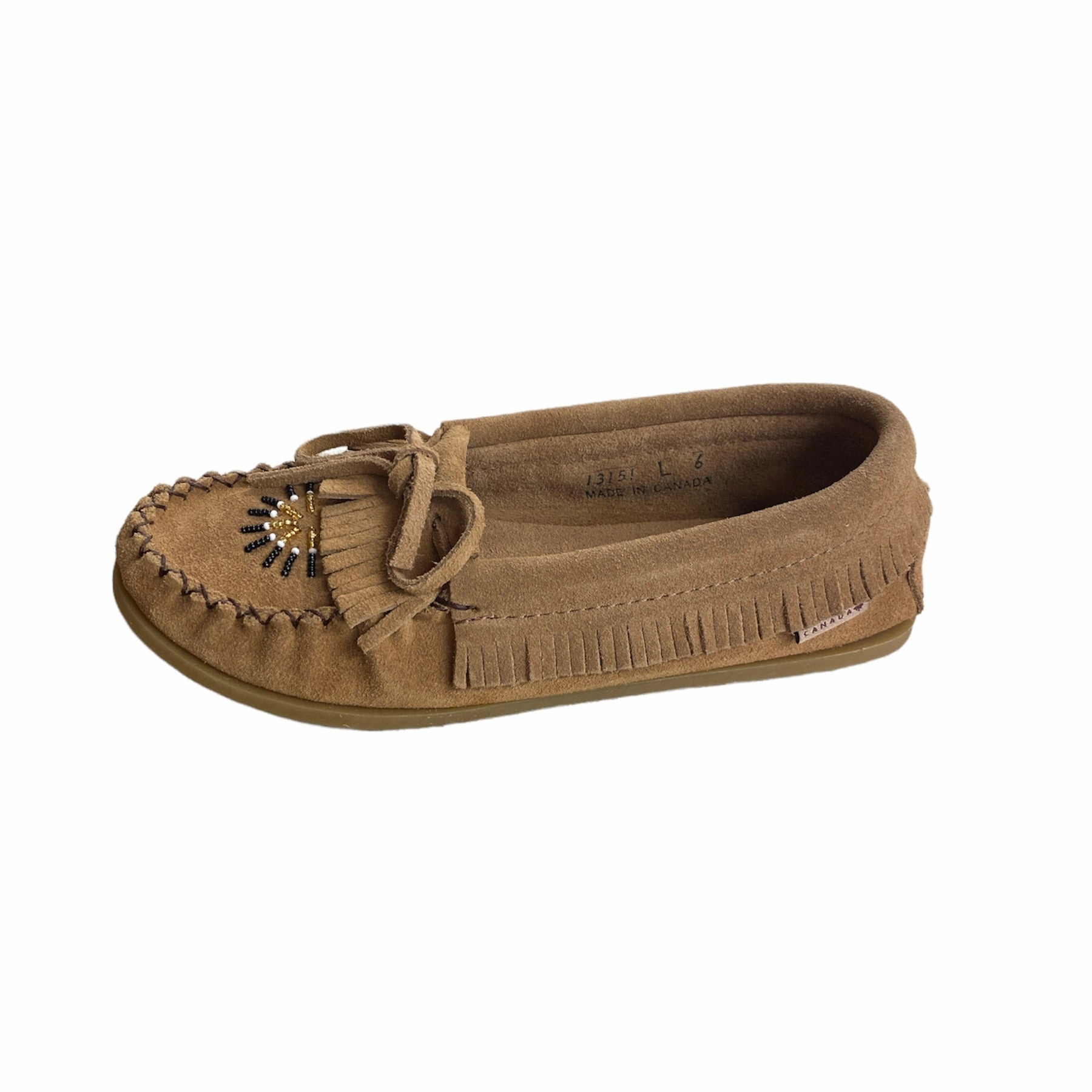 Beach Style Long Lasting Women's Leather Fringed Moccasins Mocha Suede
