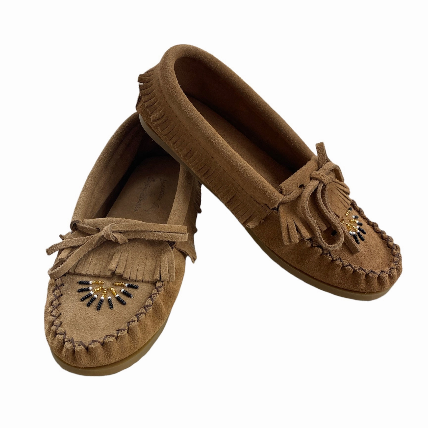 Zip Up Design Impact Resistance Women's Leather Fringed Moccasins Mocha Suede