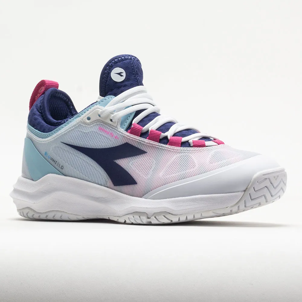 Diadora Speed Blushield Fly 4  AG Women's  White/Blueprint/Pink Yellow breathable nylon shoes gym - ready