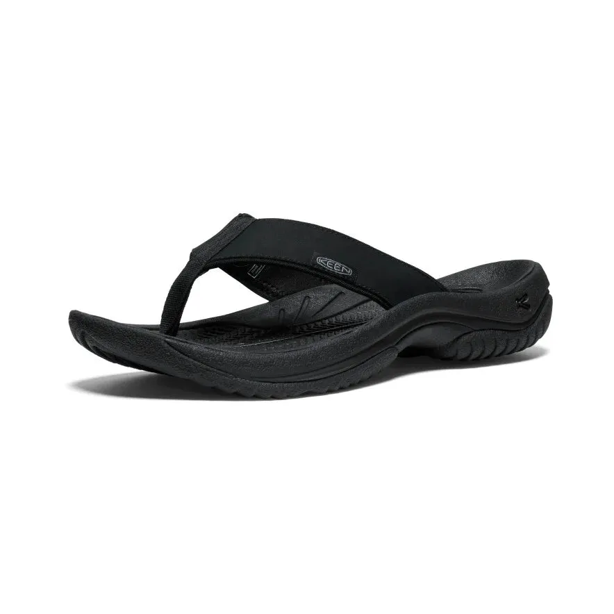 Balanced feel Men's Kona Leather Flip Flop Black/Steel Grey