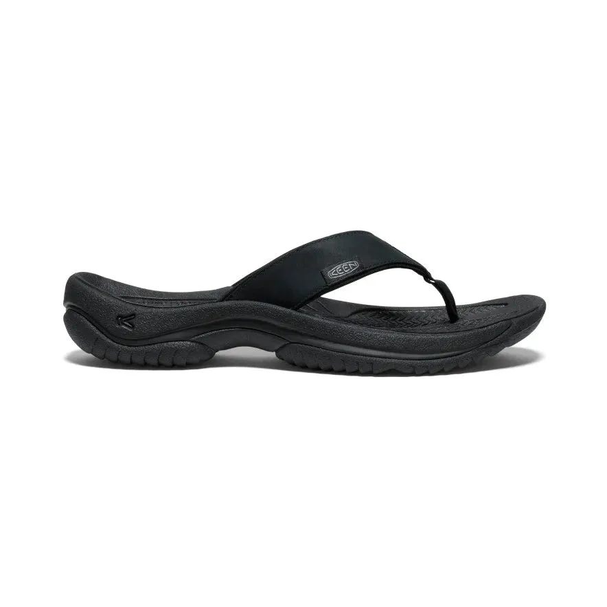 Summer Footwear Essentials Supportive Walk Men's Kona Leather Flip Flop Black/Steel Grey