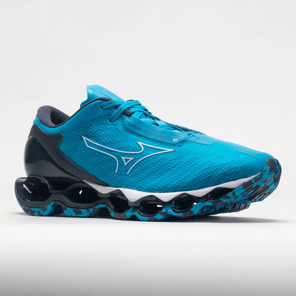 pin - decorated running shoes polyester running gear Mizuno Wave Prophecy 12 Men's  Jet Blue/Ombre Blue