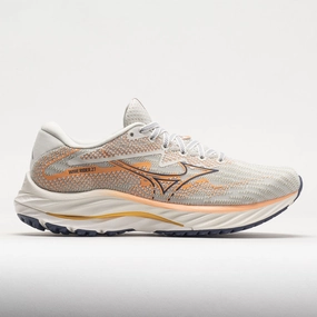 Mizuno Wave Rider 27 Mesh Women's  Snow White/Nightshadow Blue non - slip surface running on hard surface