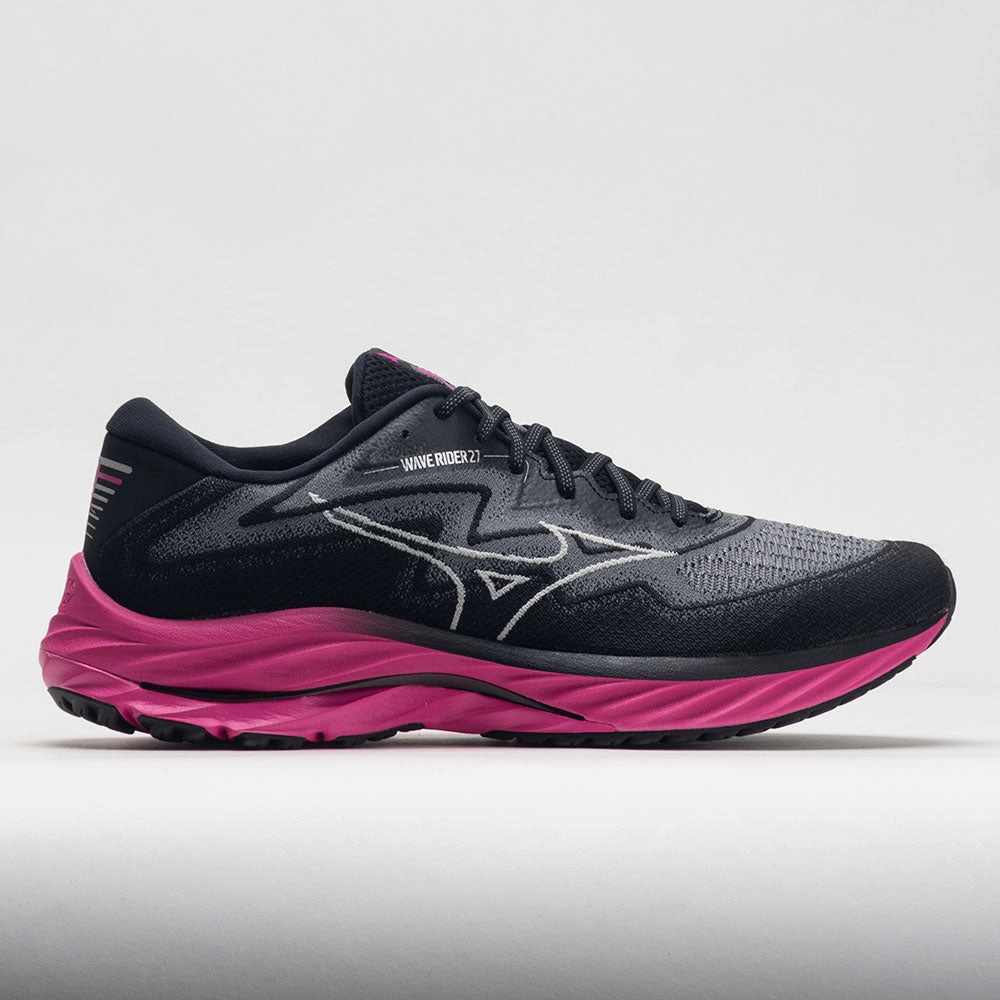 zipper - trimmed - design shoes indoor running footwear Mizuno Wave Rider 27 Project Zero Men's  Black/Harbor Mist