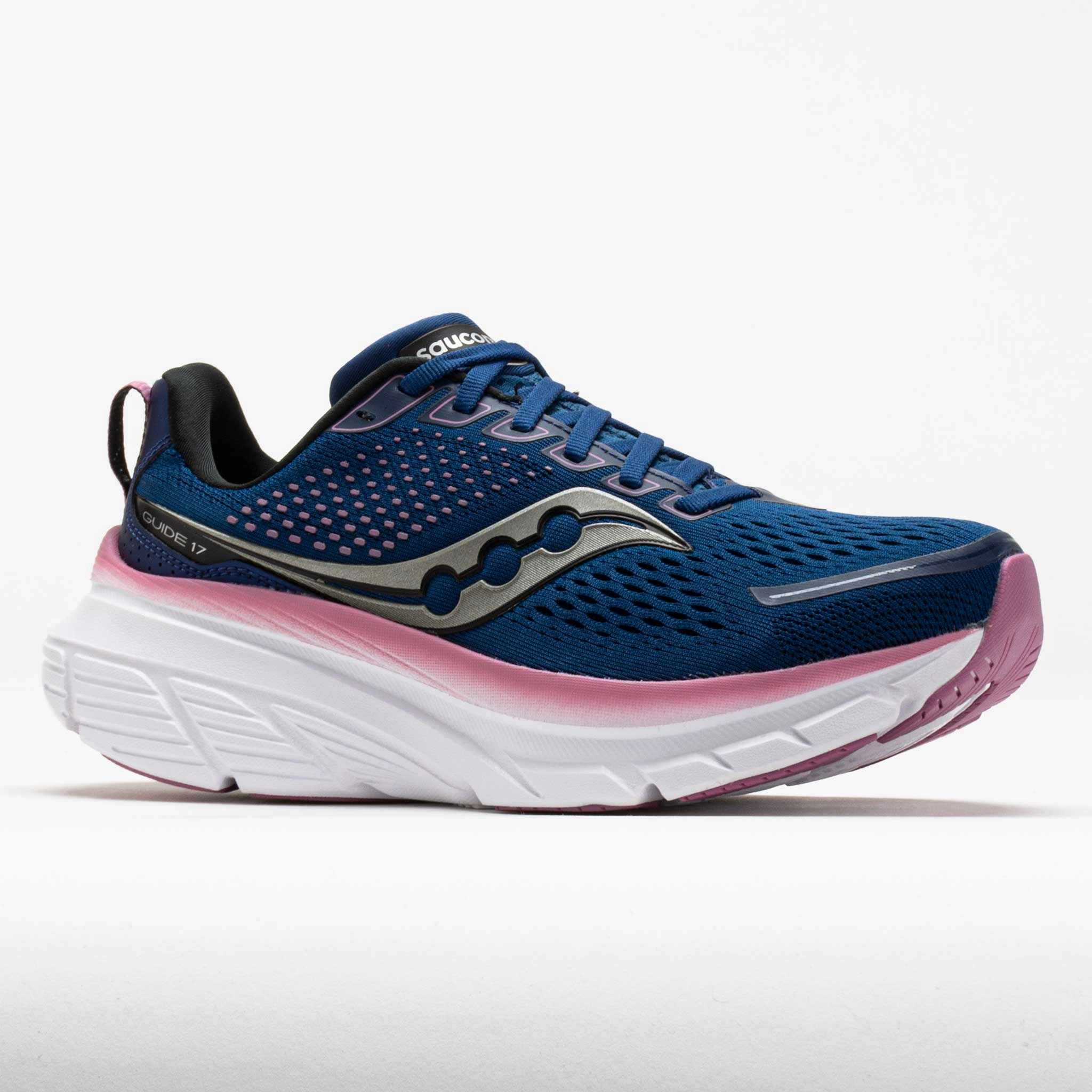Saucony Guide 17 Women's  Navy/Orchid leather - finish - design shoes
