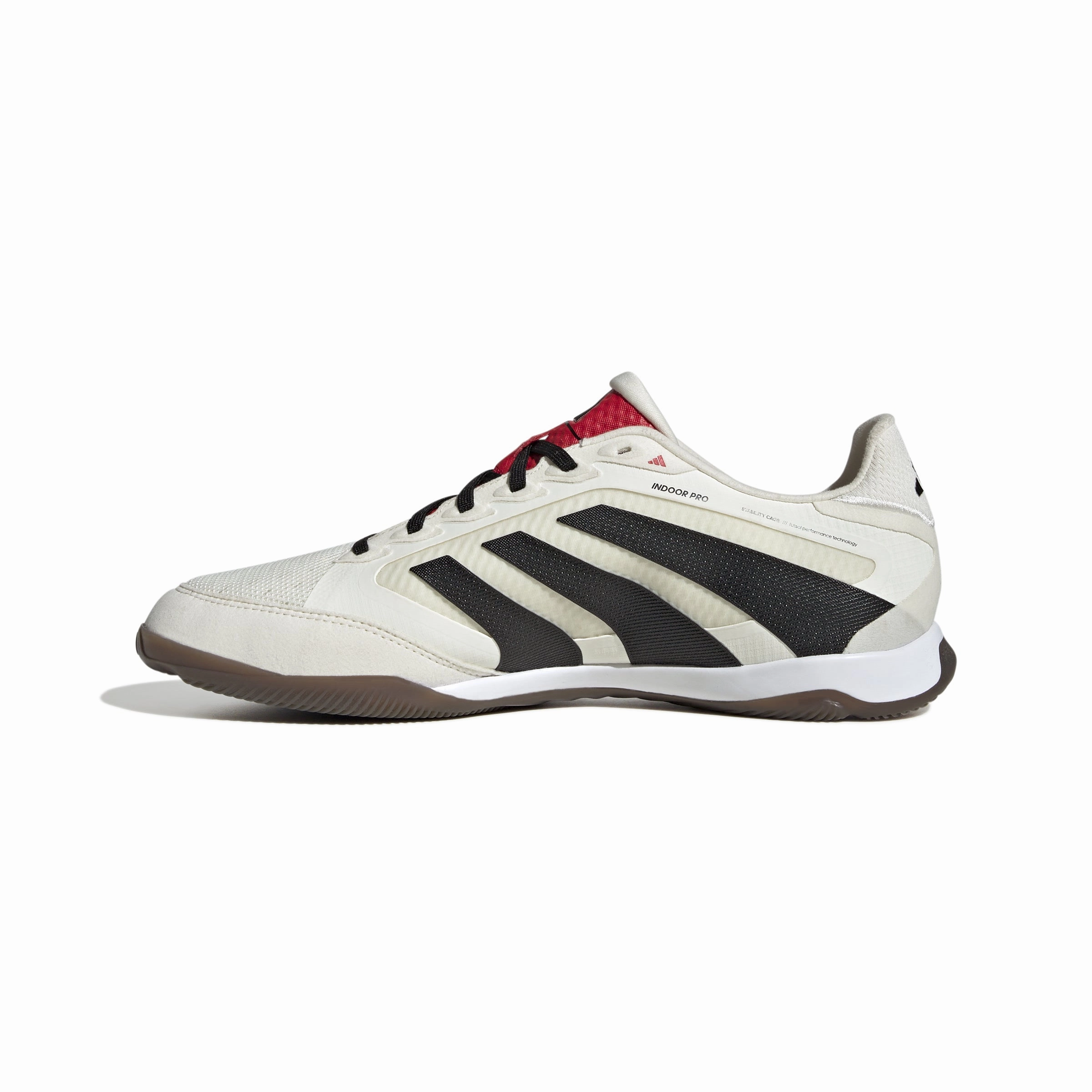 adidas Predator Pro Indoor Soccer Shoes - Off White/Core Black/Pure Ruby Enhanced Agility Ventilated Mesh